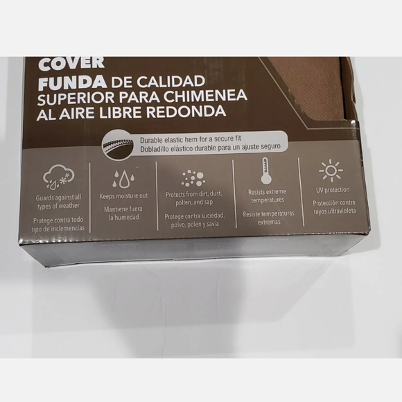 Elemental Round Firepit Cover Brown Water Resistant UV Protected Heavy Duty 38” - Picture 4 of 10